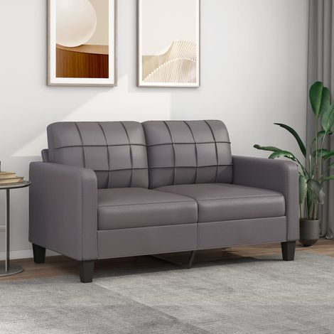 Canapé à 2 places,Sofa pour Salon,Banquette Gris 140 cm Similicuir CFW63377 (1/5)