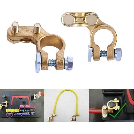 Automotive battery terminal clamp, thick brass screw, cable clamp, battery terminal, pair of battery terminals