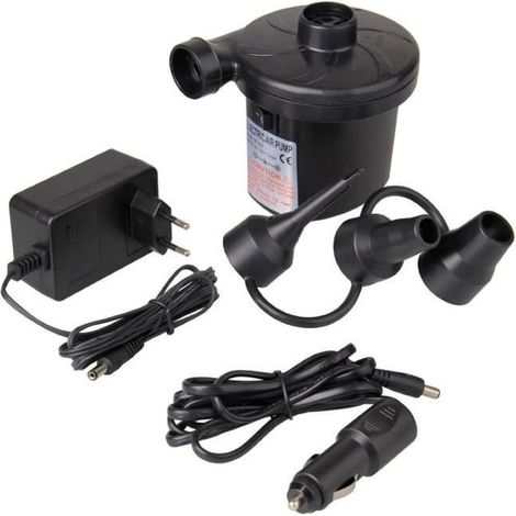 Gonfleur - dégonfleur électrique par l\'électricité 220V et 12V de voiture Noir (1/4)