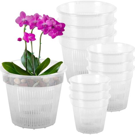 macetas para orquídeas, plástico transparente, orificios de drenaje, ventilación lateral, para interiores/oficina. (1/5)