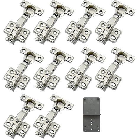 90 Degré Plein Recouvrante 26 mm Soft Close Charnieres avec Amortisseur Hydraulique Fermeture Automatique Charnière à Amorti pour Armoires de Porte Lot de 10 (1/5)