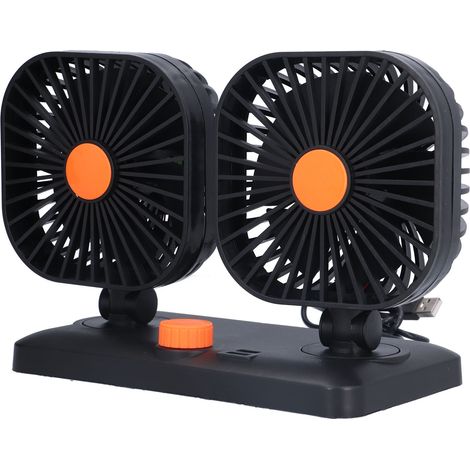 Ventilateur de voiture à double tête USB, dispositif de refroidissement universel, réglable à 360°, carré, silencieux, accessoires de voiture (1/5)