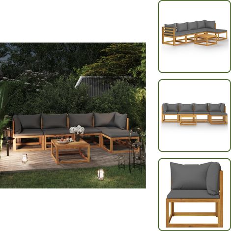 Tavolino da giardino - vidaXL Set Divani da Giardino 6 pz con Cuscini in Massello di Acacia - Divano in acacia