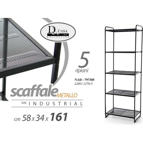 Libreria 1615834 cm scaffale 4 ripiani mensola metallo nero moderno - gicos (1/2)