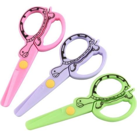 Ciseaux Enfants - 12.4 x 5.2 cm - Sans Lame Tranchante - Pour Activités Manuelles - 3 Pièces (1/4)