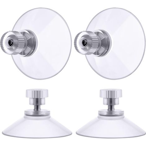 Ventouse a visser, 4 Pièces 50mm Ventouses Transparentes avec Filetage, Extra Fortes PVC Plastique Suspension Rideau Isolant Ventouse pour Camping Car, Fenêtre, Salle de Bain, Van (1/5)