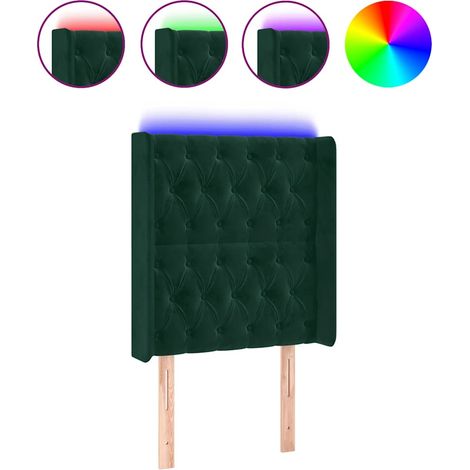 Testiera  Testata del letto a LED Verde Scuro 83x16x118/128 cm in Velluto (1/5)