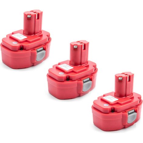 vhbw 3x batteria compatibile con Makita LS711DWBEK, LS711DWA, LS711DZ, LS800DWA, LS800D, LS800DWAE, LS711D utensile elettrico (3000 mAh, NiMH, 18 V)