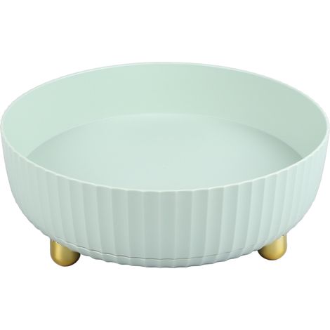Plateau de rangement rotatif en plastique grande capacité, plateau organisateur rotatif de bureau pour cuisine, salon, salle de bain, vert clair (1/5)