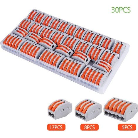 CCYKXA 30Pcs Quick Connect Terminals with Lever, Electrical Cable Clamps - Cable Lugs - Branch Connector - 2-Conductor Compact Connector (1/5)