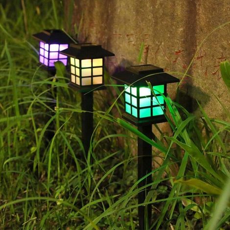 Lot de 2 lampes solaires de jardin LED multicolores, style palais (1/5)