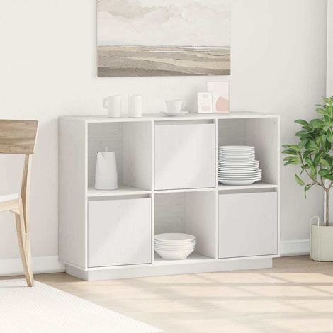 vidaXL Buffet Blanc 110,5x35x80 cm Bois massif de pin (1/5)