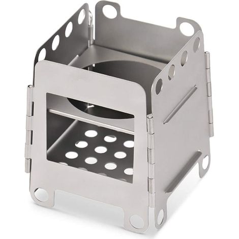 Réchaud à bois pliant en titane + brleur à alcool portable pour réchaud de pique-nique en plein air (1/5)