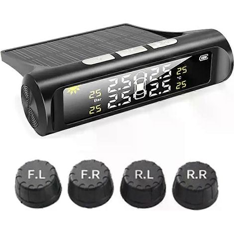Sistema de monitoreo de presión de neumáticos TPMS con energía solar, alarma de presión de neumáticos, advertencia de temperatura B4T1 (1/5)
