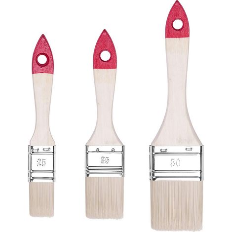 M7 Set di 3 Pennelli Piatti: 1" (ca. 25 mm), 1,5" (ca. 38 mm), 2" (ca. 50 mm) – Serie 30 - Setole Sintetiche, da Pittura, Smalti, Vernici - Manico in Legno (1/4)