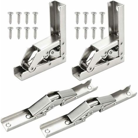 4PCS Charnières Pliant 90 Degré Plein Recouvrante Charniere Porte en Acier Inoxydable Charniere Meuble Cuisine Invisible avec 16 Vis (1/4)