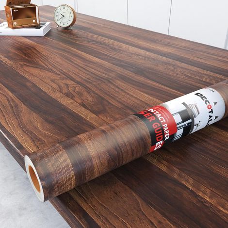 Papier Adhesif pour Meuble Bois Brun 40X500cm Papier Peint Imitation Bois Imperméable Revêtement Plan de Travail Brun Adhésif Stickers Cuisine Vinyle Adhésif pour Cuisine Porte Table Armoire (1/5)