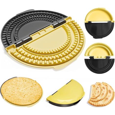 Presse à tortilla 3 en 1 – Presse et scelleur pour tortillas crêpes tacos – Formats 10 8 et 6 pouces – Pour maïs burritos pâtés boulettes sandwichs – Jaune et noir (1/5)