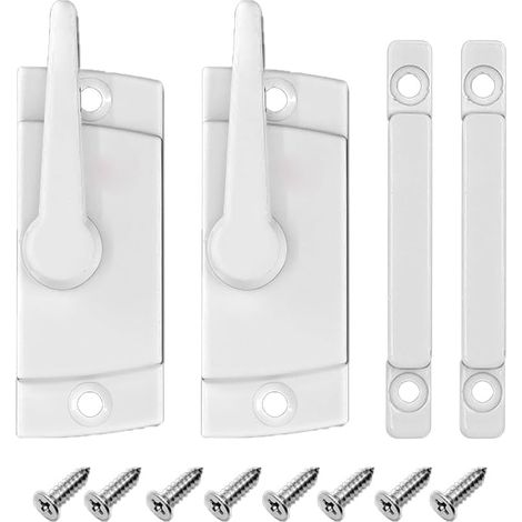 Lot de 2 verrous universels pour fenêtre coulissante en forme de croissant en alliage de zinc avec siège plat pour maison, cuisine, balcon \u2013 Utilisation droite