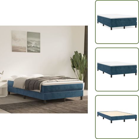 Boxspringbett mit Matratze Dunkelblau 120x200 cm Samt - Samtbett - Boxspringbett - Doppelbett - Bettauflage - Matratze (1/5)