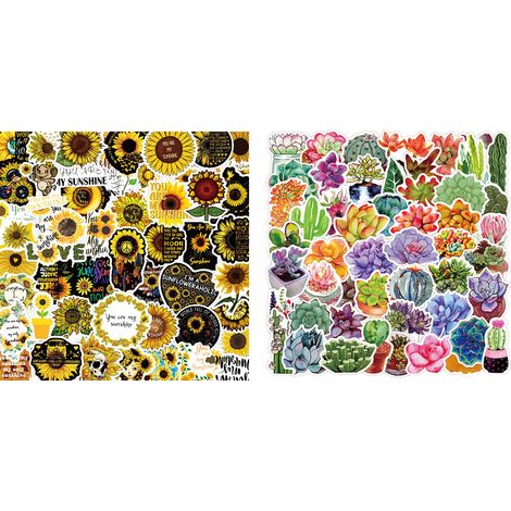 100 autocollants fleurs et plantes, imperméables, réutilisables, pour skateboard, bagages, téléphones, ordinateurs portables et scrapbooking (1/5)