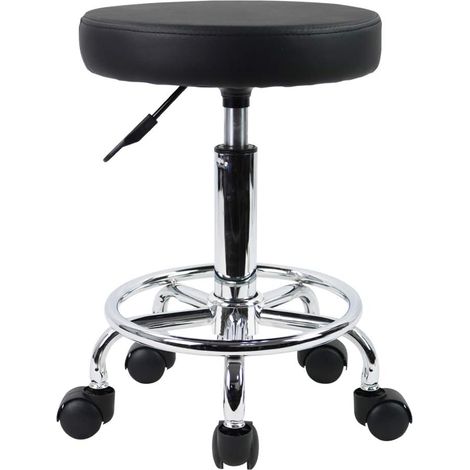 Tabouret à roulettes réglable en Hauteur 49-64cm Noir (1/5)