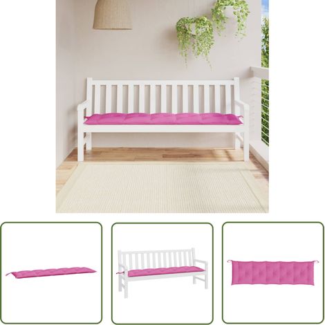 The Living Store Coussin de banc de jardin rose 180x50x7 cm tissu oxford - Coussin De Banc - Coussin D'extérieur - Coussin Jardin - Coussin Décoratif - Coussin Confortable