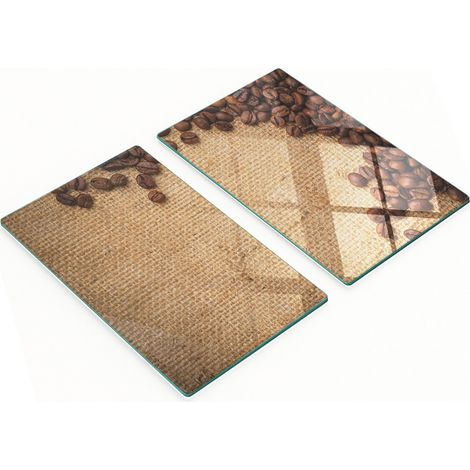 Tablas de servir de cristal para cocina con dise帽o de granos de caf茅, 2 x 30 x 52 cm.