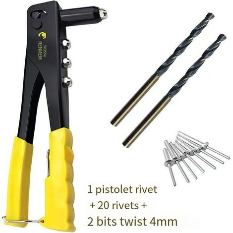 Outil à riveter manuel professionnel pour métal et cuir avec kit d'écrous à riveter pour réparation à domicile (1/4)