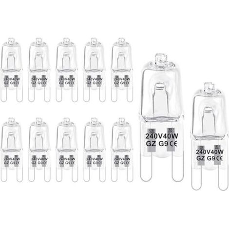 G9 Halogen Bulb 220V 40W, 12 Pieces G9 Bulb 3000K Warm White, Halogen Pin Base Lamp, Dimmable, G9 Halogen Lamp for Crystal Chandeliers, Microwave Oven Ceiling (1/5)