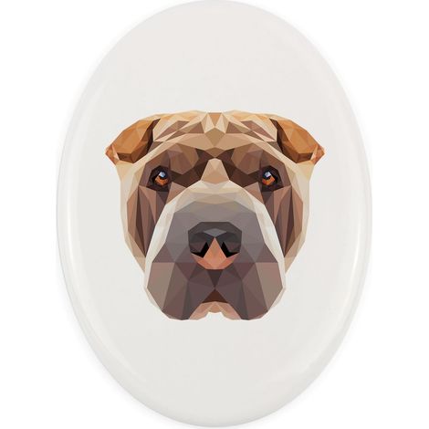 Shar Pei - piastrella geometrica con foto e scritta di Art-Dog (1/4)