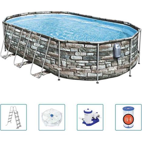 Ensemble de piscine ovale Bestway Power Steel Comfort 610 x 366 x 122 cm (1/5)