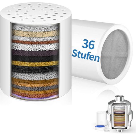 Lot de 2 filtres de douche - Filtre à eau - Filtre anti-calcaire - 25 niveaux de mise à niveau - Cartouche de rechange avec Kdf et système anti-calcaire - Pommeau de douche - Filtre à eau dur (1/5)