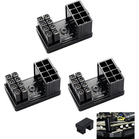 3 Pièces Adaptateur Alimentation GPU PCIe 8 Broches, Connecteur GPU 180 Degrés U-Turn, Connecteur Coudé pour Carte Graphique PC, Raccord VGA pour Gestion des Câbles, Gain de Place Installation Facile (1/5)