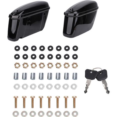 Sacs selle moto 22L ABS noir brillant serrure rangement latéral (1/5)