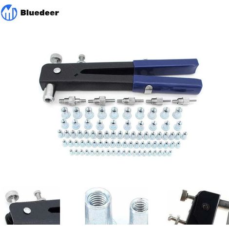 Filetée Rivet Écrou Kit, 86 Pcs Pince à Riveter Kit de Écrou Riveteuse Rivet Nutsert Gun Outil de pince à Rveter Insert Fileté pour filetage M3 M4 M5 M6 M8 Bluedeer (1/4)