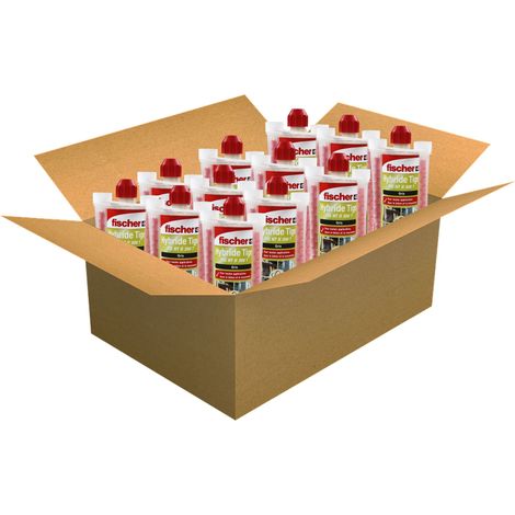 Fischer – Carton de 12 cartouches scellement chimique – Ton gris 300ml – Résine polyester pour béton et maçonnerie – Réutilisable avec bec mélangeur