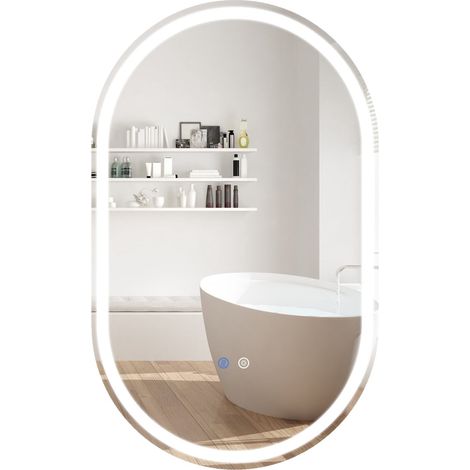 Espejo de baño LED ovalado, 90x55 cm, antivaho, regulable