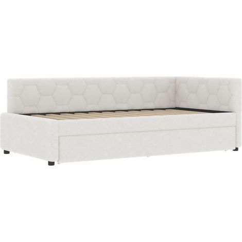 Tagesbett 90 x 200 cm mit Ausziehbett, Nachttisch-LED, USB- und Type-C-Anschlüssen, weiß (1/5)