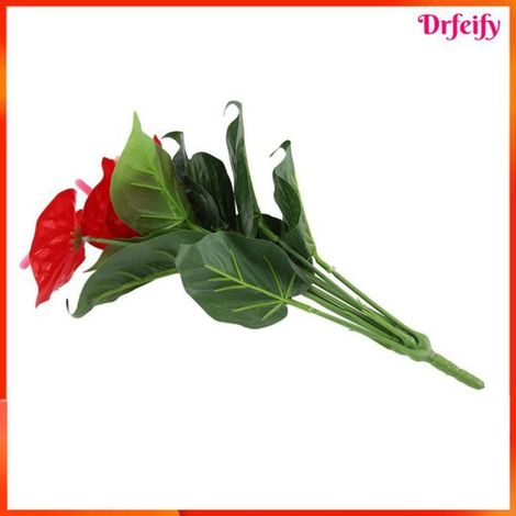 1 Bouquet fleurs artificielles, Rouge, Plastique, Hauteur 35 cm, Décoration intérieur (1/4)