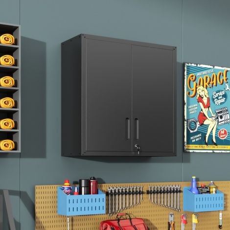 Caisson mural métal verrouillable-Étagère incluse-Robuste et écologique-Usage garage/atelier/bureau-Sans bois 74.98x30x77(cm) (1/5)