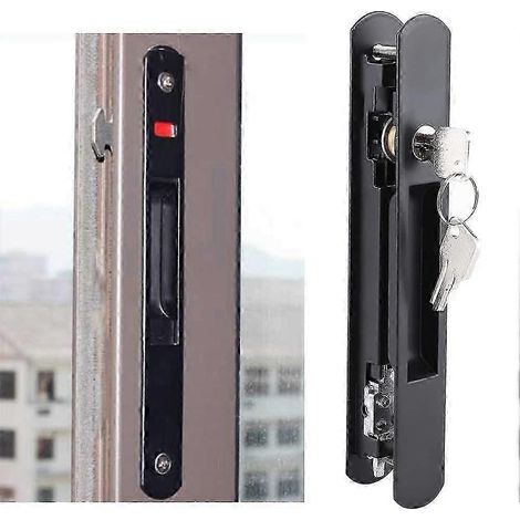 Verrou de porte, verrou de porte coulissante/fenêtre à crochet, verrou moderne pour porte mobile simple ou double face, idéal pour la maison et l'hôtel, pour une sécurité optimale. (1/5)