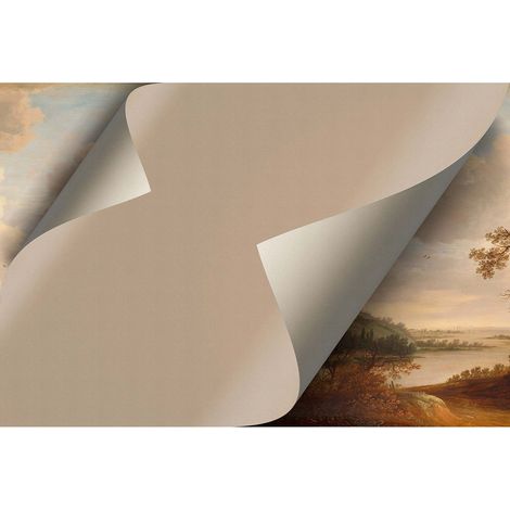 Papier peint panoramique beige doré vue Tapisserie panoramique chambre à motif feuille 3D Papier peint panoramique paysage aspect nature (1/2)