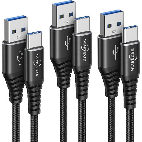 Câble USB C [1m/Lot de 3],Cable USB C Charge Rapide Nylon Chargeur Type C Câble pour Galaxy S22 S23 Plus S20 S21 Ultra S10 S9 S8 A20e A31 A32 A41 A51 A52 A53 A54 A71 A72 Note20 10,LG G8 (1/5)