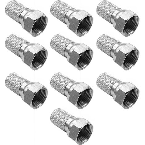 Lot de 10 Fiche F Antenne TV 7mm,Adaptateur Antenne TV,Connecteur F,Prise F,F Connector 7mm pour Câble d'Antenne Coaxial et Câble Satellite (1/5)