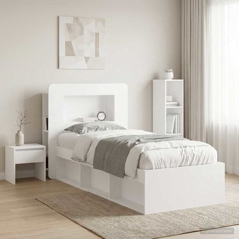 vidaXL Testata del letto con archiviazione Bianco Legno ingegnerizzato (1/5)