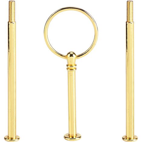Etageren Stangen Set Metallstangen Mittellochausstech Crown/Runde Motive 2 bis 3 Etage Etagenplatte mit Glasboher zum Lochen für Hochzeitstorte Tortenständer Buffet Torten(Rundes dreilagiges Gold) (1/3)