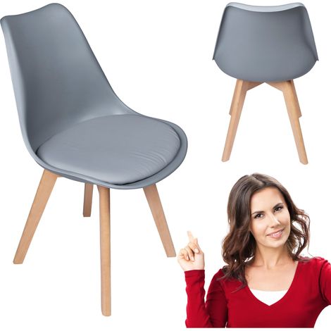 Sedia moderna con cuscino in stile scandinavo per soggiorno, sala da pranzo, cucina, grigia