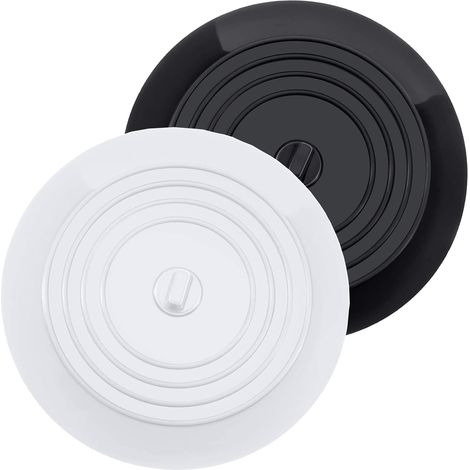 Bouchons pour Baignoire Silicone Bouchon evier de cuisine 15,3 CM de diamètre pour Les Cuisines, Salles de Bains et Blanchisseries Bouchon de Vidange(noir+blanc)