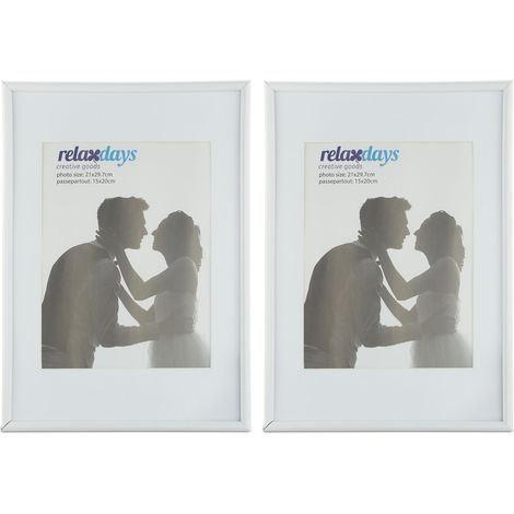 Set di 2 cornici portafoto decorative semplici dimensioni 30 x 20 cm per foto in plastica nera 130009625